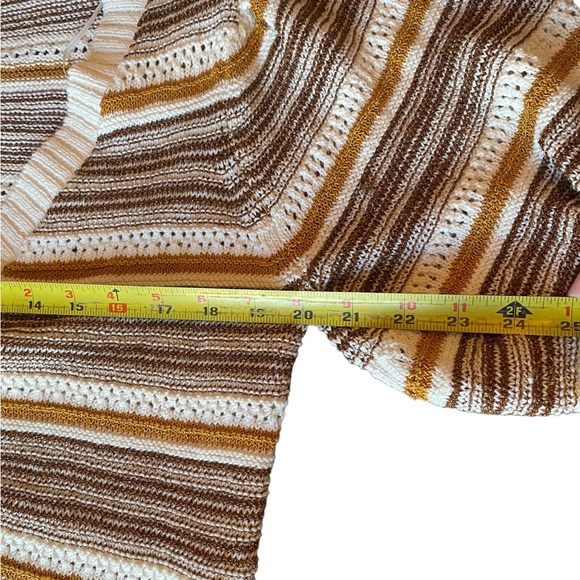 House of Harlow 1960 Puff Sleeve Cropped Neutral Striped Knit Cardigan S… - Picture 5 of 16